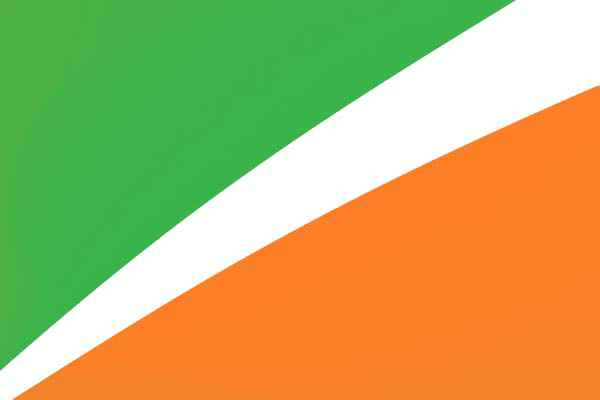 Orange and green background with white stripe